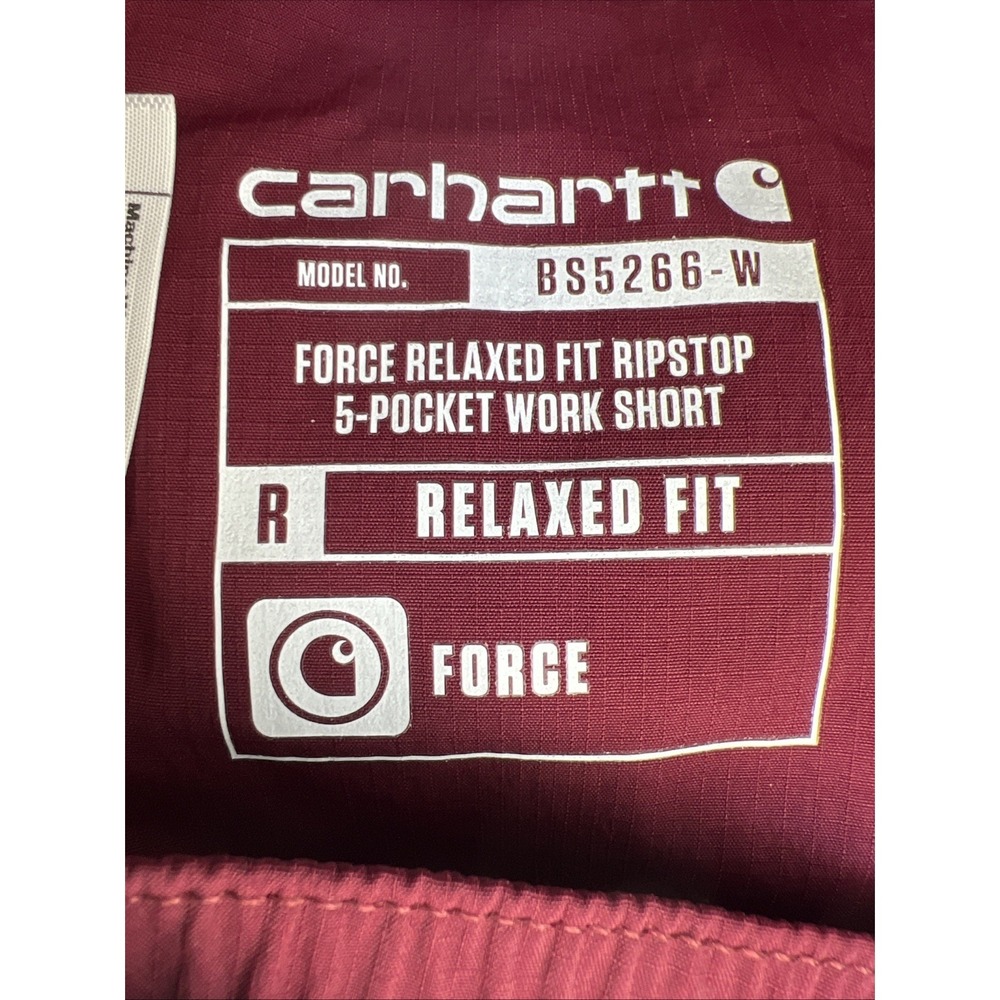 Carhartt Women's Force Ripstop Work Shorts 2XL Burgundy BS5266‑W Relaxed Fit NWT - Picture 6 of 16